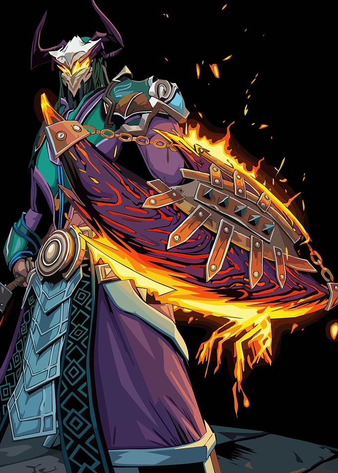 Fiery Warrior with Shield