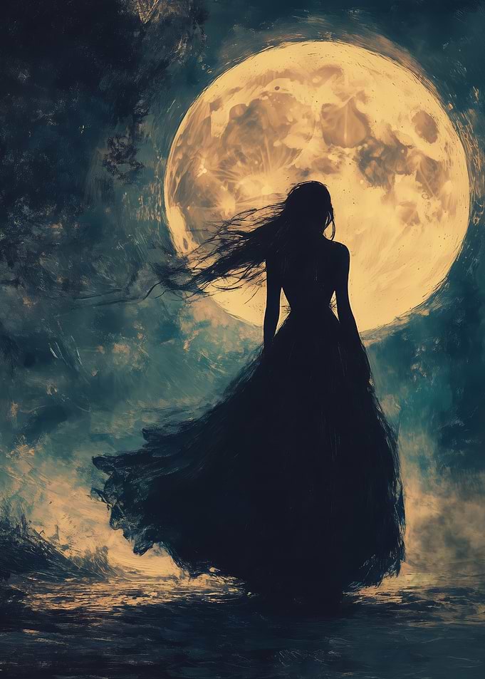Moonlit Serenity - A Women Under The Moon