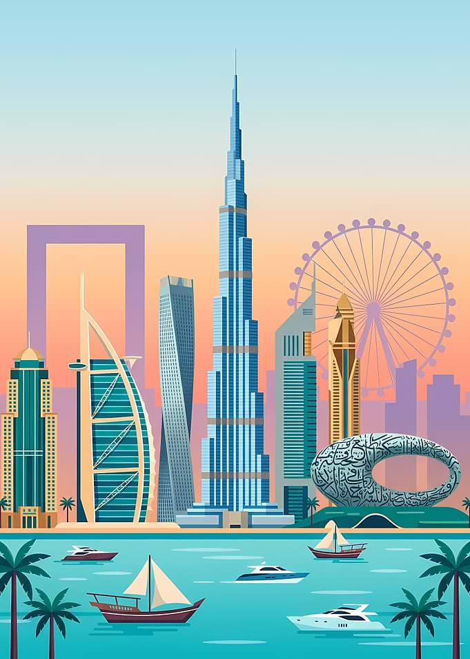 Dubai Skyline with Boats