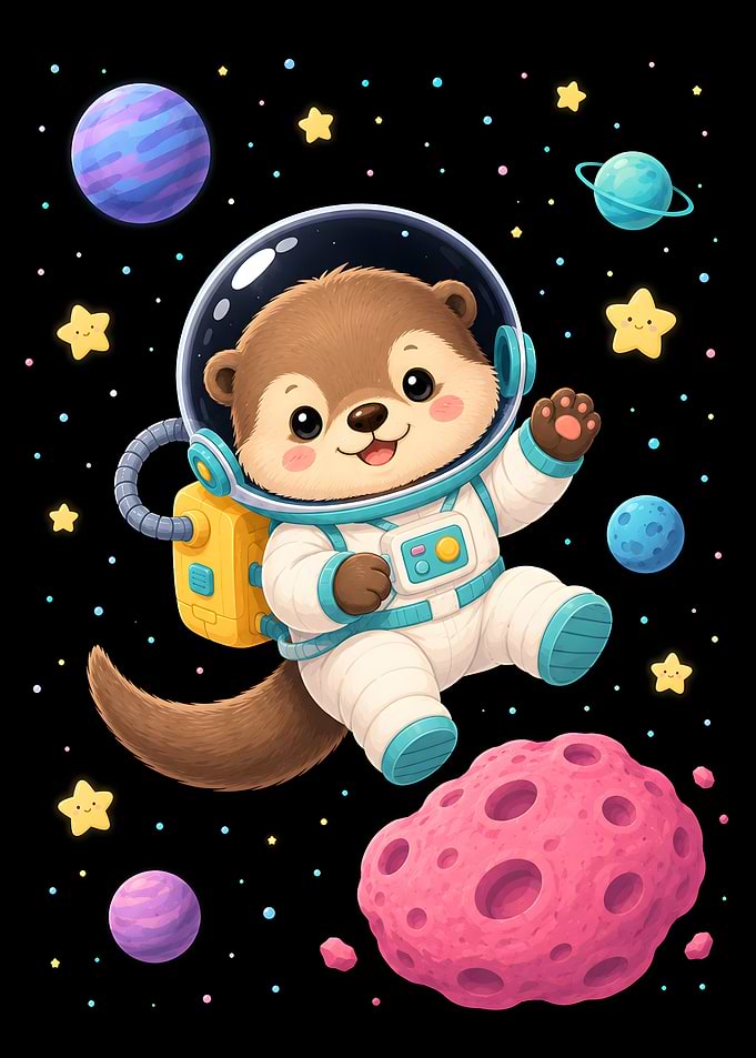 Cute Otter Astronaut in Space