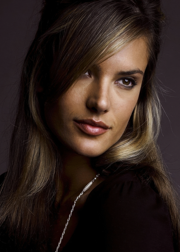 Alessandra Ambrosio with blonde highlights