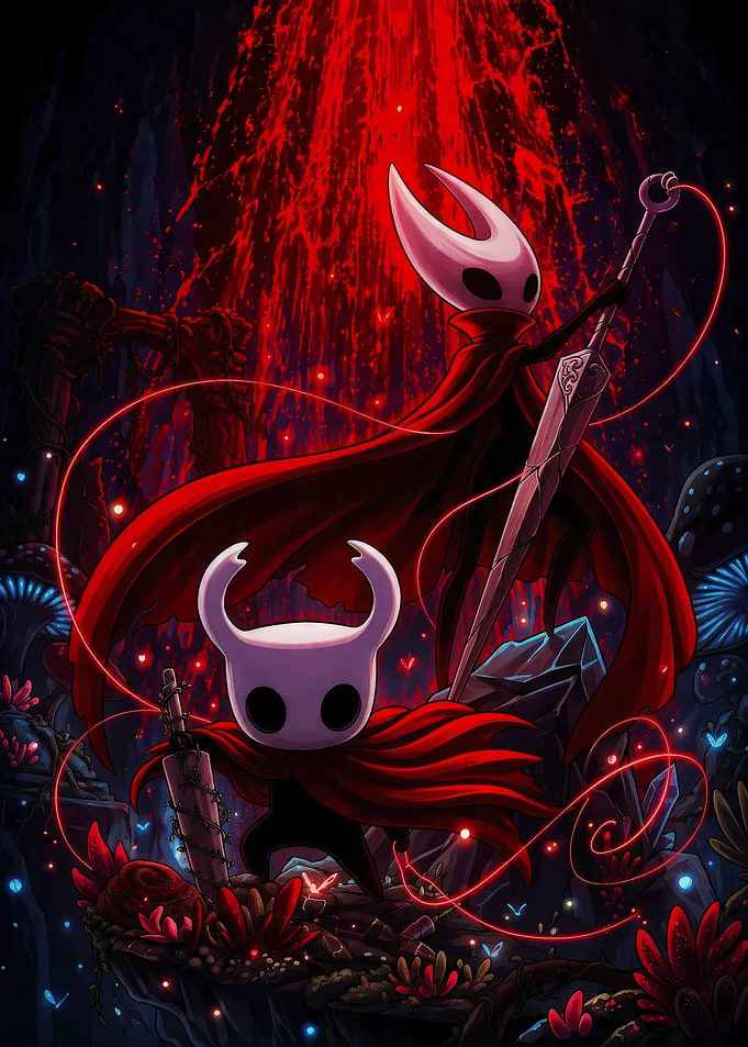 Hollow Knight Characters with Red Energy