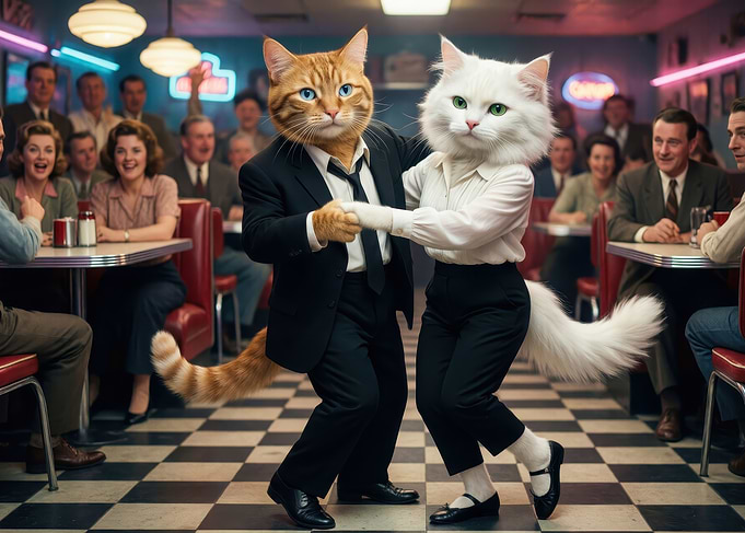 Cats Dancing in a Diner