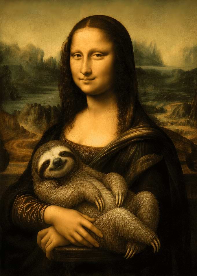 Mona Lisa Holding a Sloth
