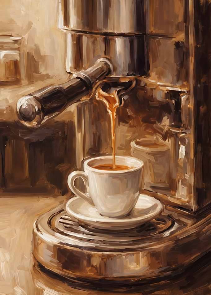 Minimalist Coffee Machine Espresso Maker Painting