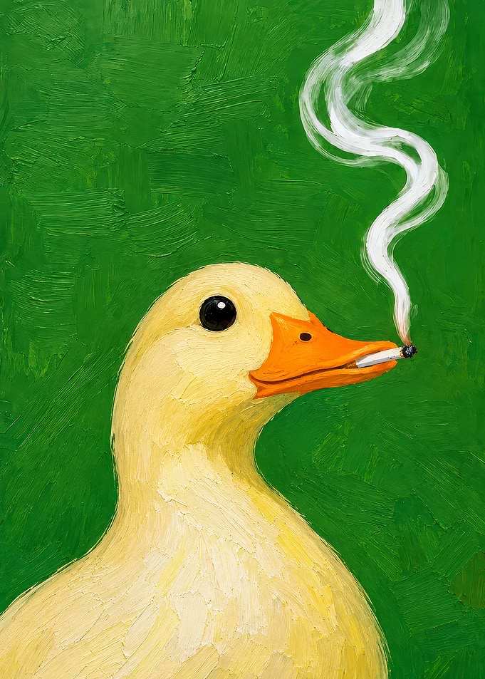 Duckling smoking a cigarette