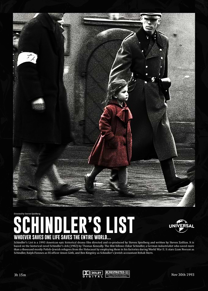 Schindler's List 1993 : Halftone Movie Poster