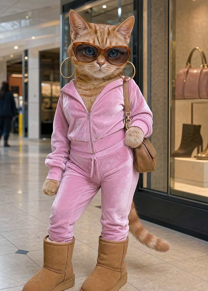 Fashionable Cat in a Mall