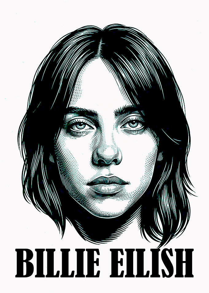 Billie Eilish Portrait with Name