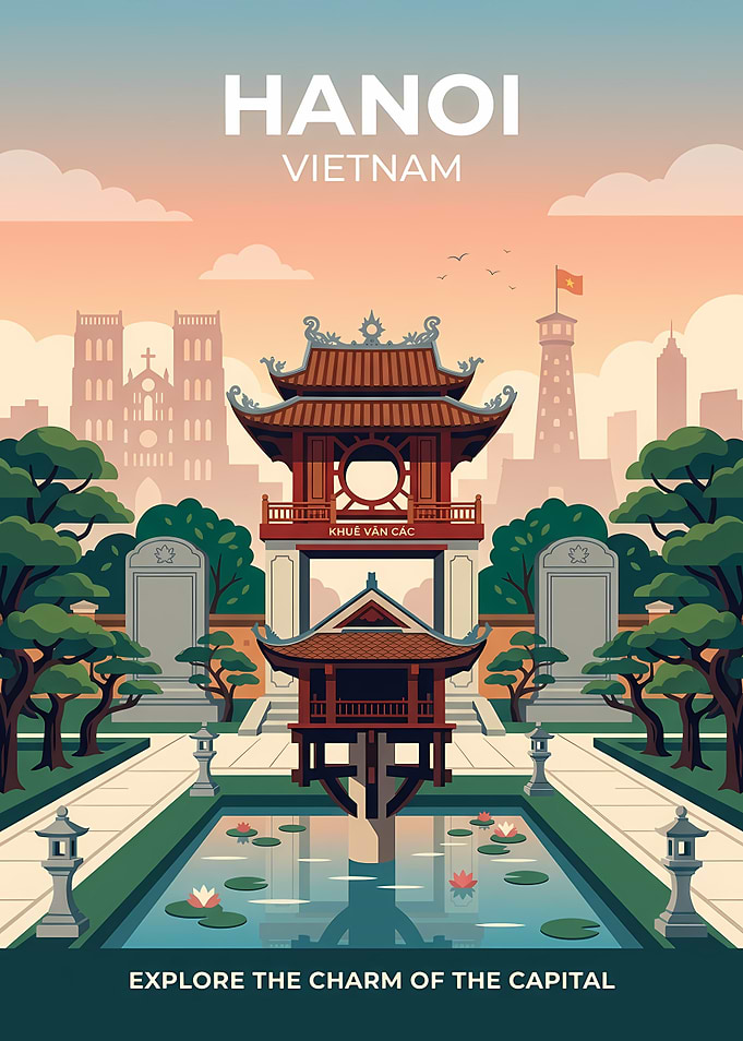 Hanoi Vietnam Travel Poster