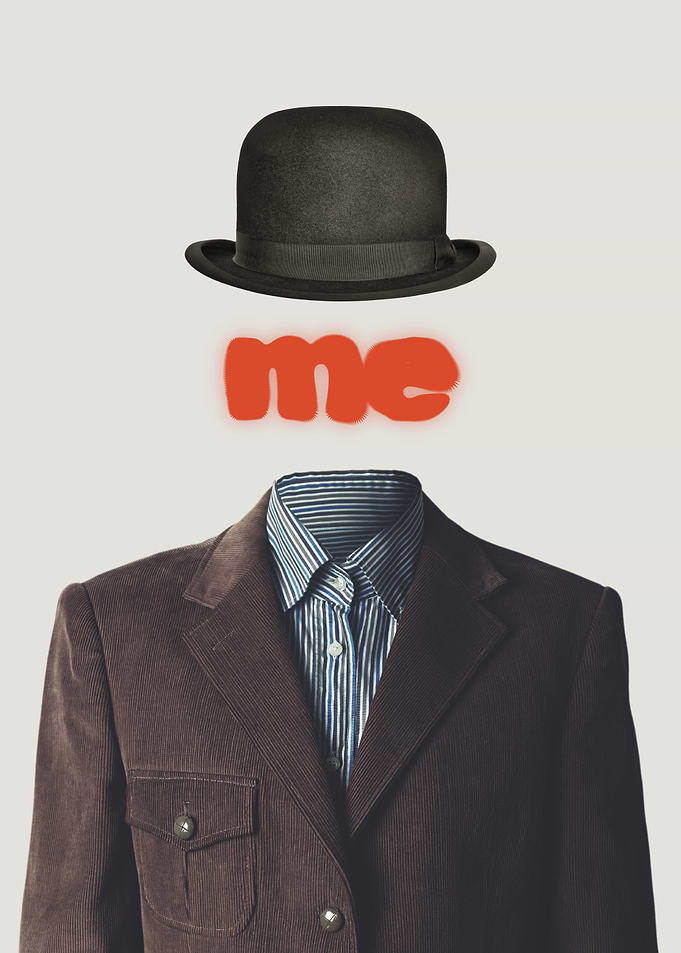 Mannequin with bowler hat and text
