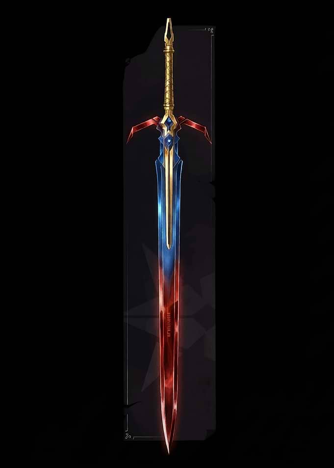 Fantasy Sword with Blue and Red Glow