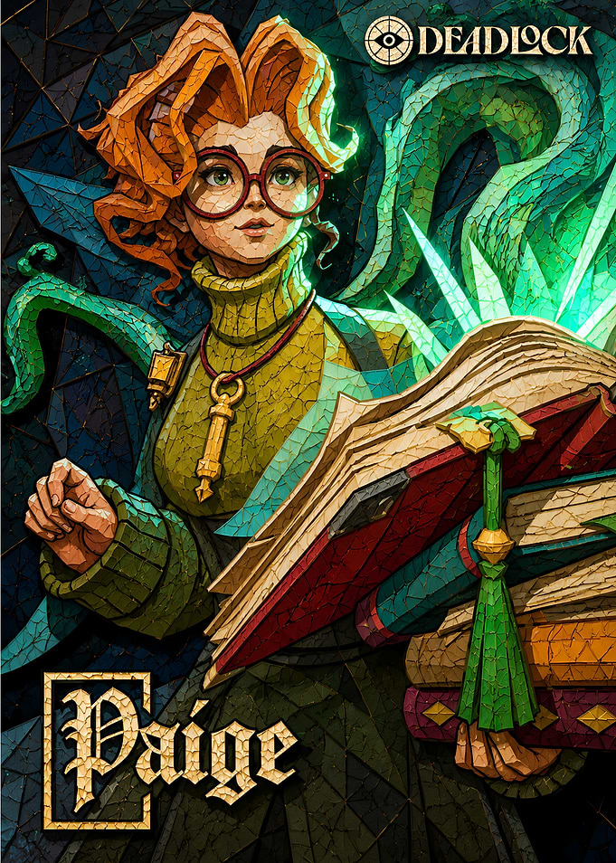 Paige from Deadlock with a Book
