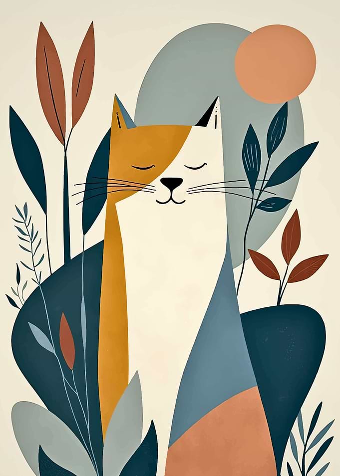 Abstract Cat with Plants