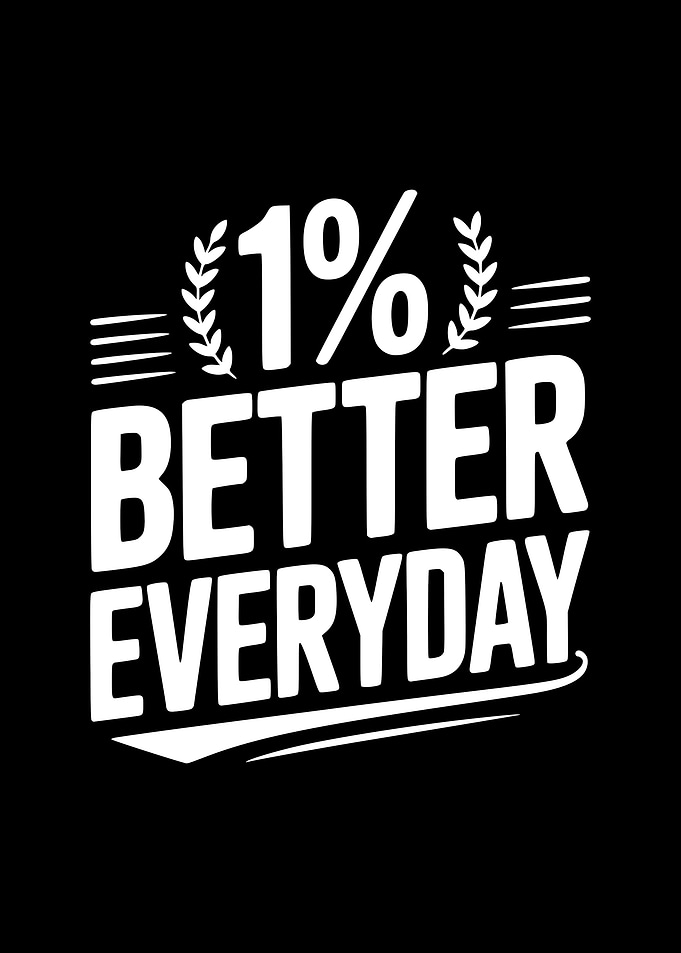 1% Better Everyday motivational text