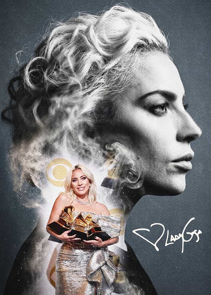 Lady Gaga with Grammy Awards