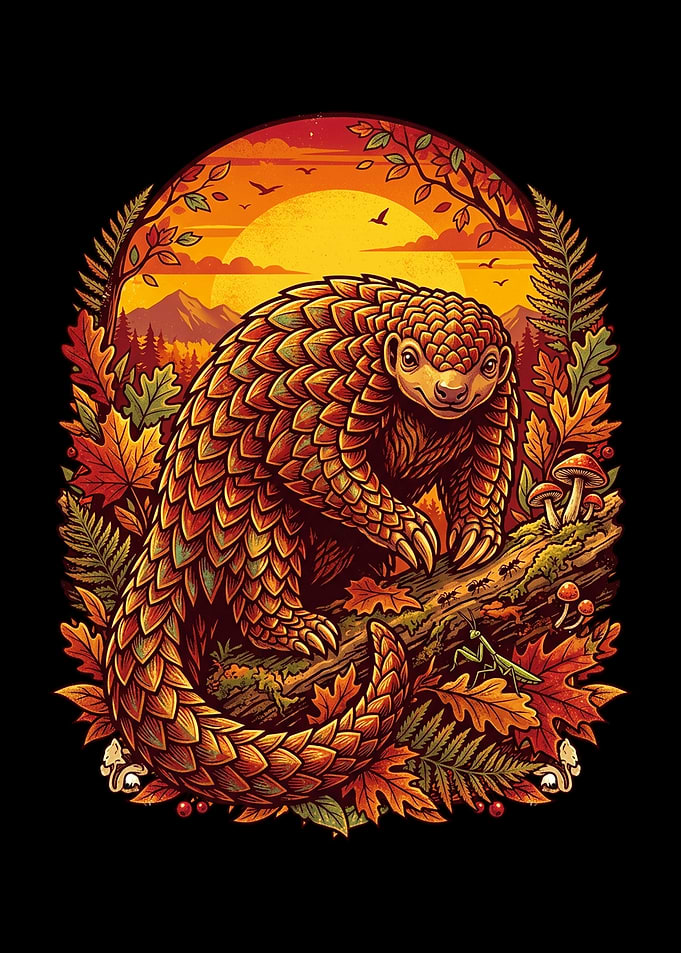Pangolin in Autumn Forest