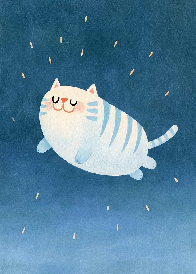 Cute Cat Floating in Space