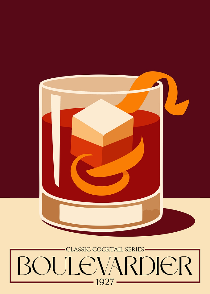 Boulevardier Cocktail Poster – Vintage Whiskey Aperitif Wall Art