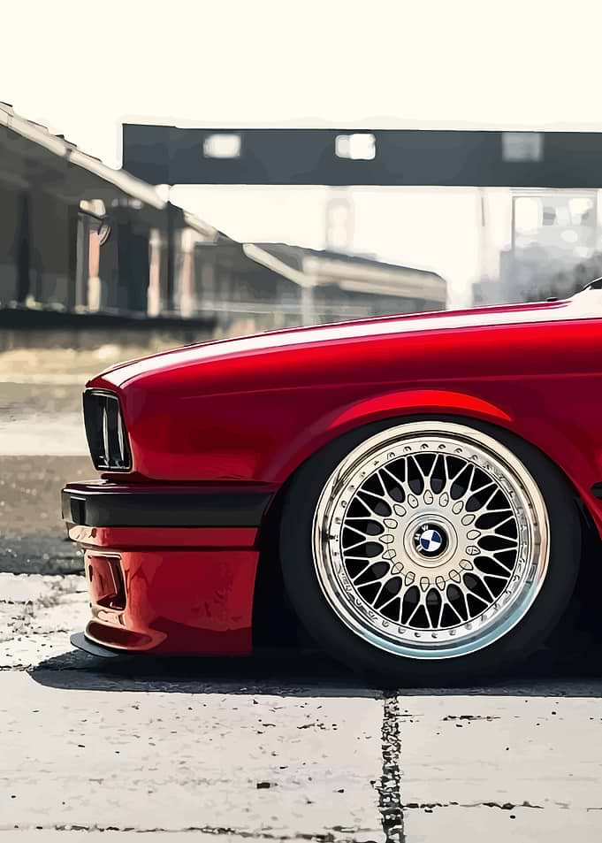 Red BMW E30 with BBS Wheels