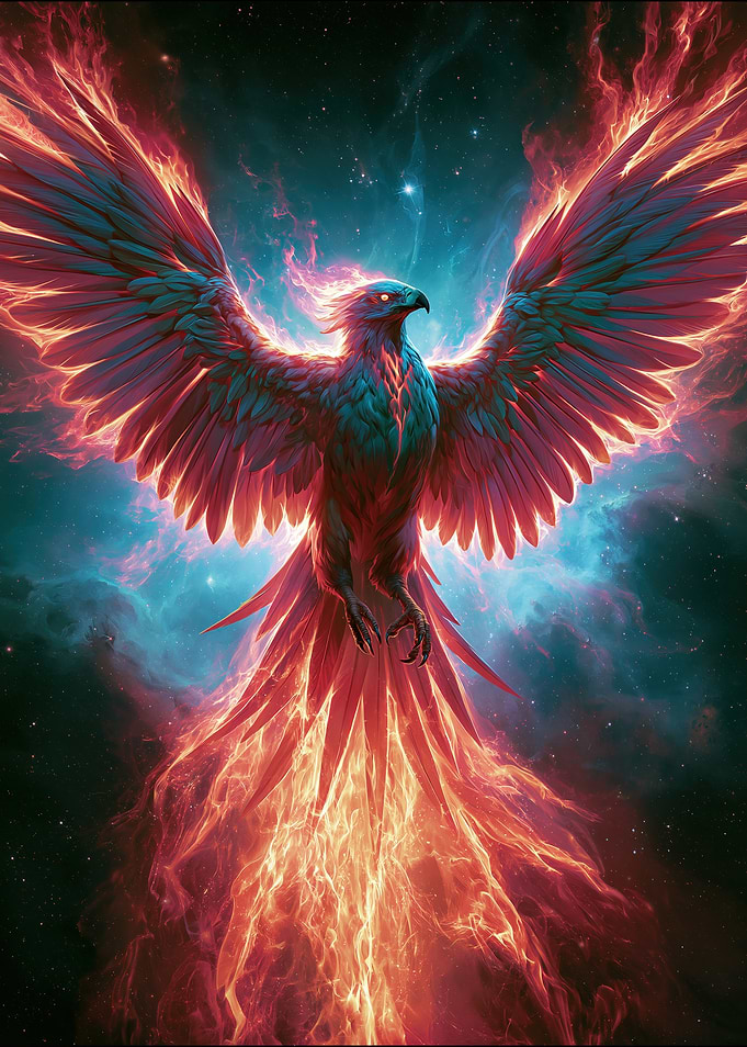 Fiery Phoenix in Cosmic Nebula