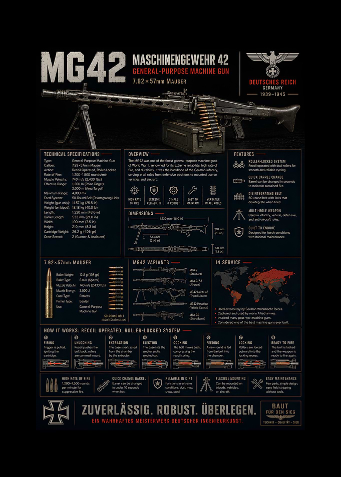 MG42 Machine Gun Technical Poster