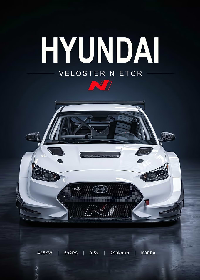 sleek white Hyundai Veloster N ETCR Race Car