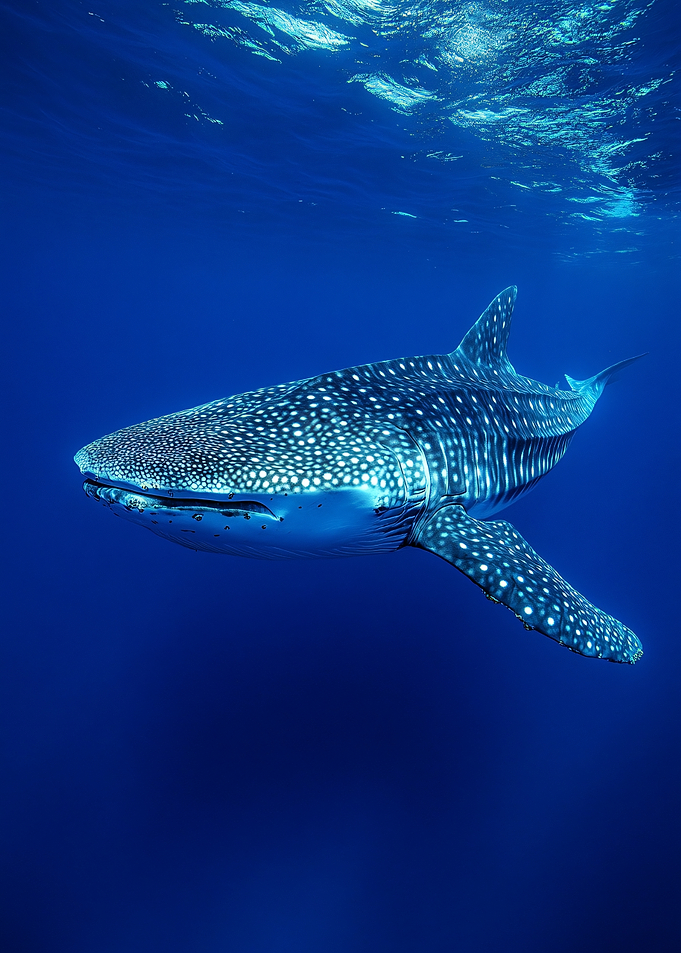 Whale Shark Swimming in Blue Ocean