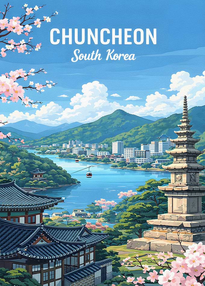 Chuncheon South Korea Travel Poster