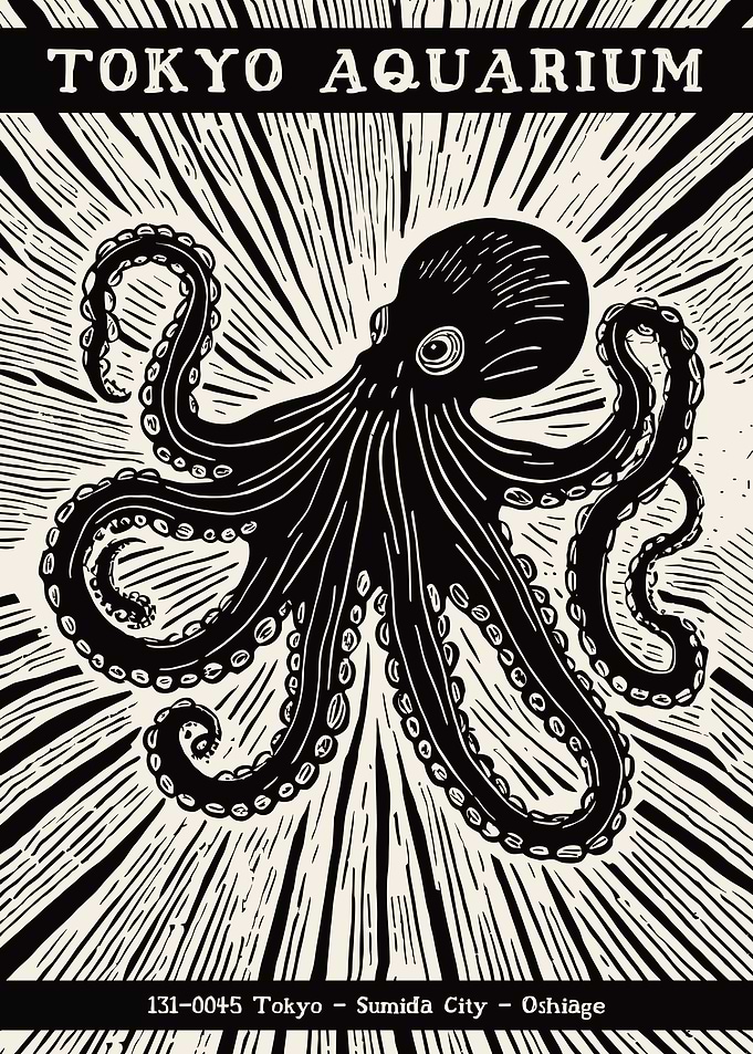 Tokyo Aquarium Octopus Poster