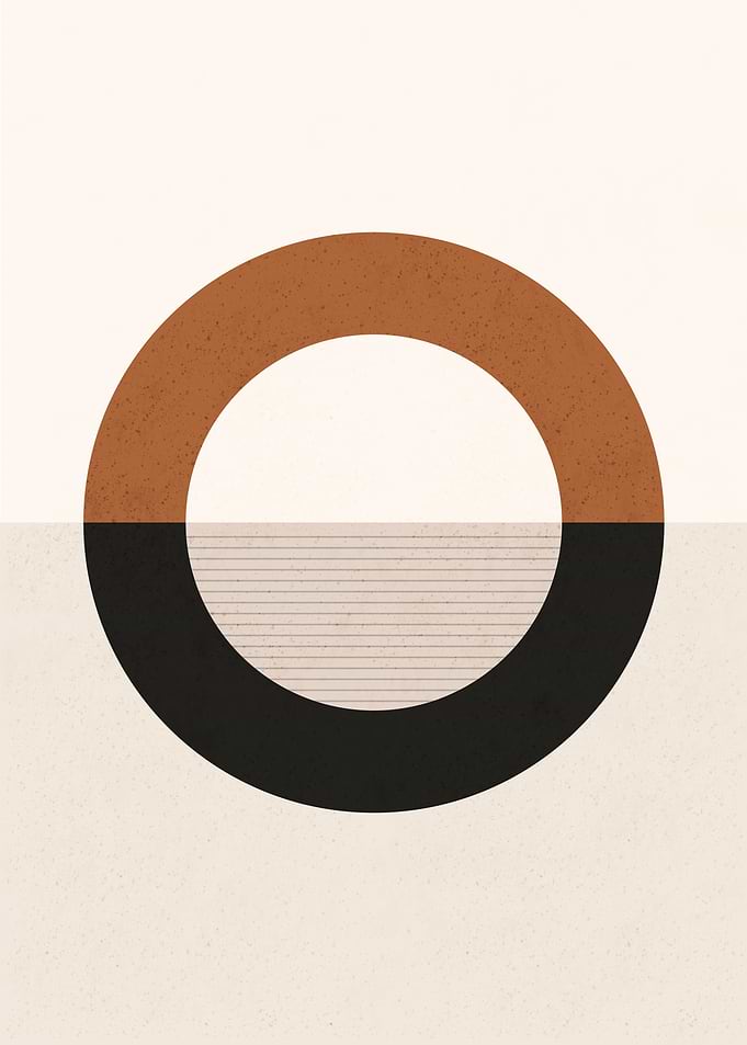 Symmetric Horizon - Minimalist Bauhaus Circle Wall Art