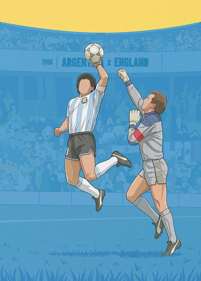 Argentina vs England 1986 World Cup Retro Art