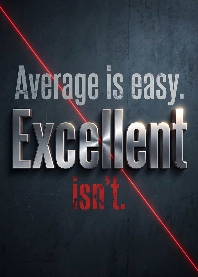 Average is Easy Excellent Isn't Metallic Motivational Quote Art