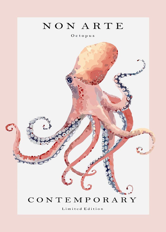 Watercolor Octopus Contemporary Art