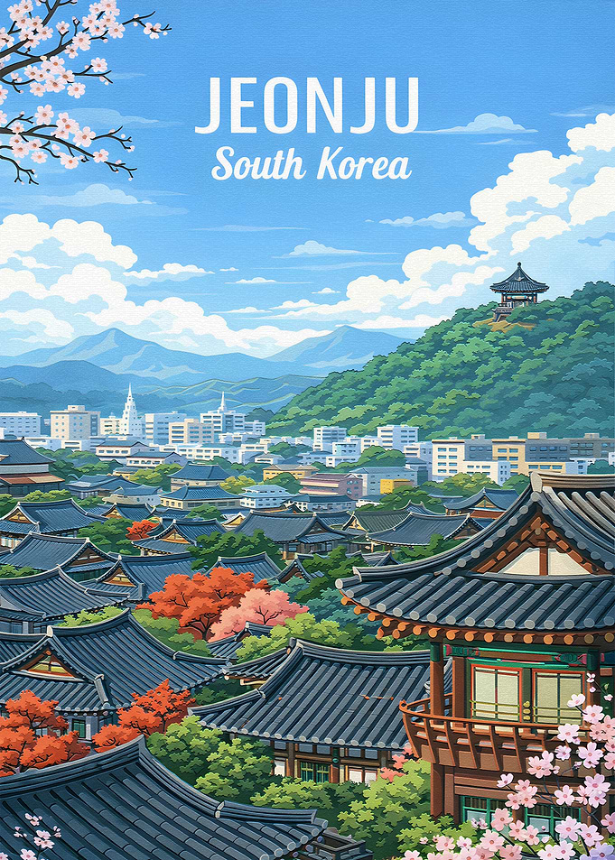 Jeonju South Korea Travel Poster