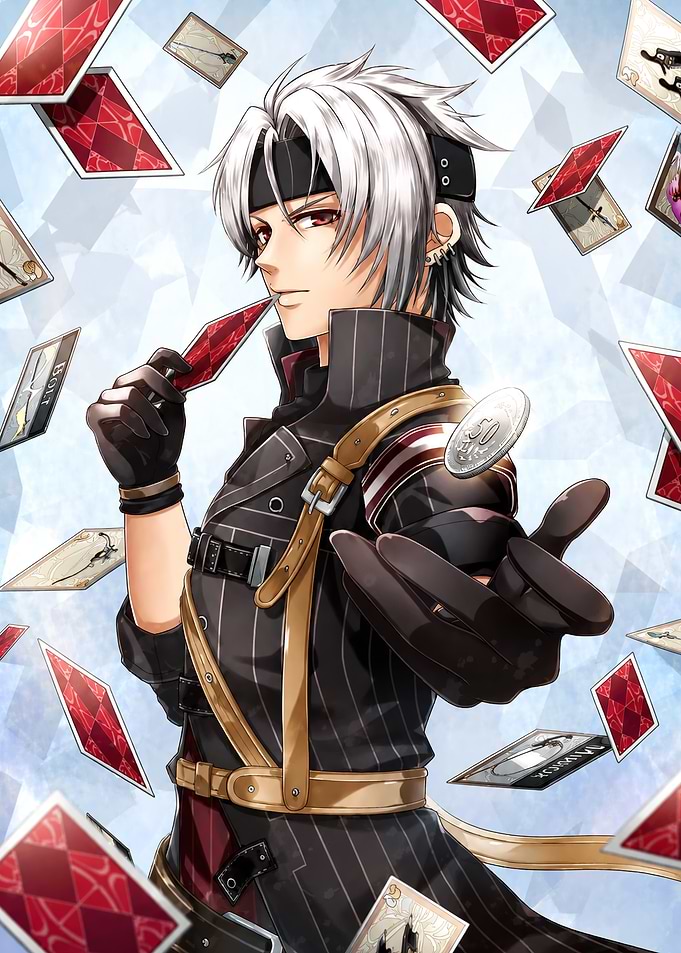 man with cards and coin