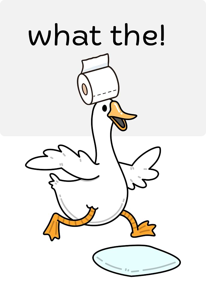 Goose with Toilet Paper Hat