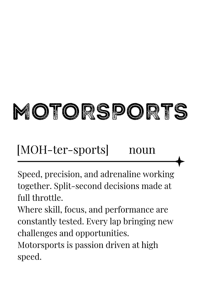 Motorsports Definition Poster