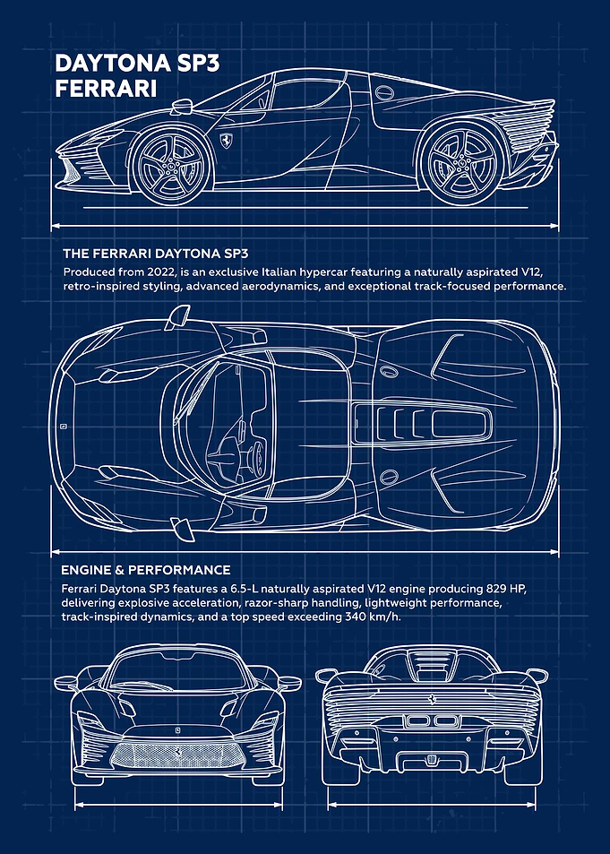 Ferrari Daytona SP3 Blueprint
