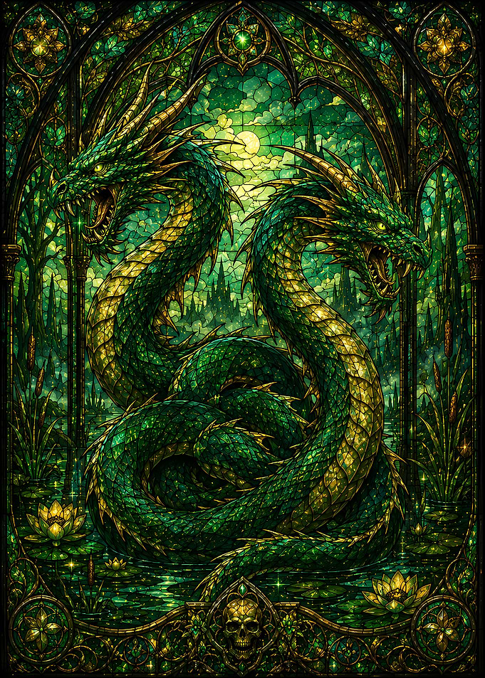 Two-Headed Dragon Stained Glass