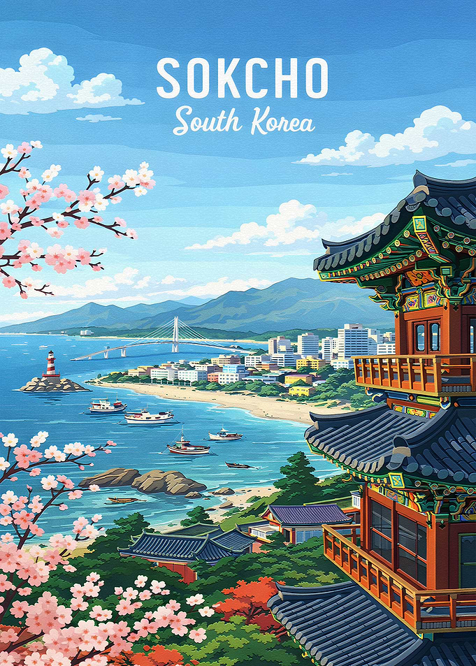 Sokcho South Korea Travel Poster