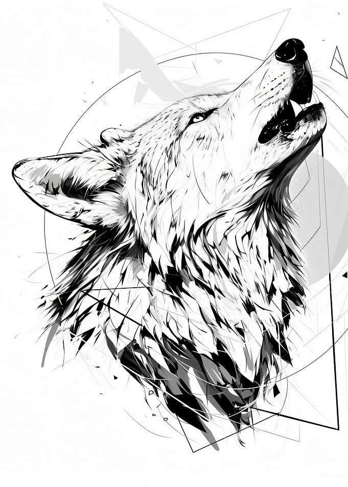 Howling Wolf Geometric Art