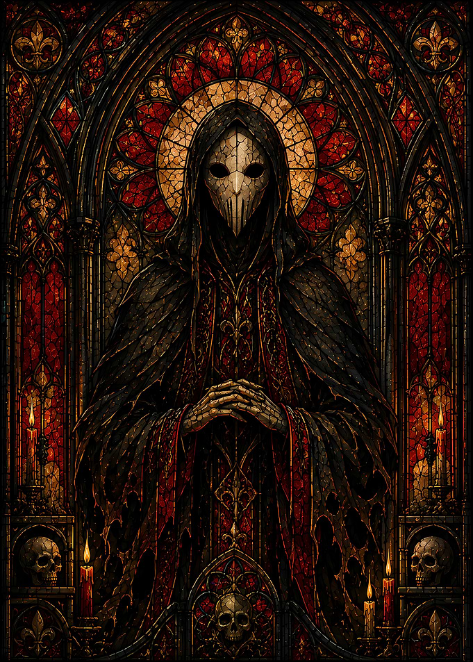 Gothic Grim Reaper Stained Glass
