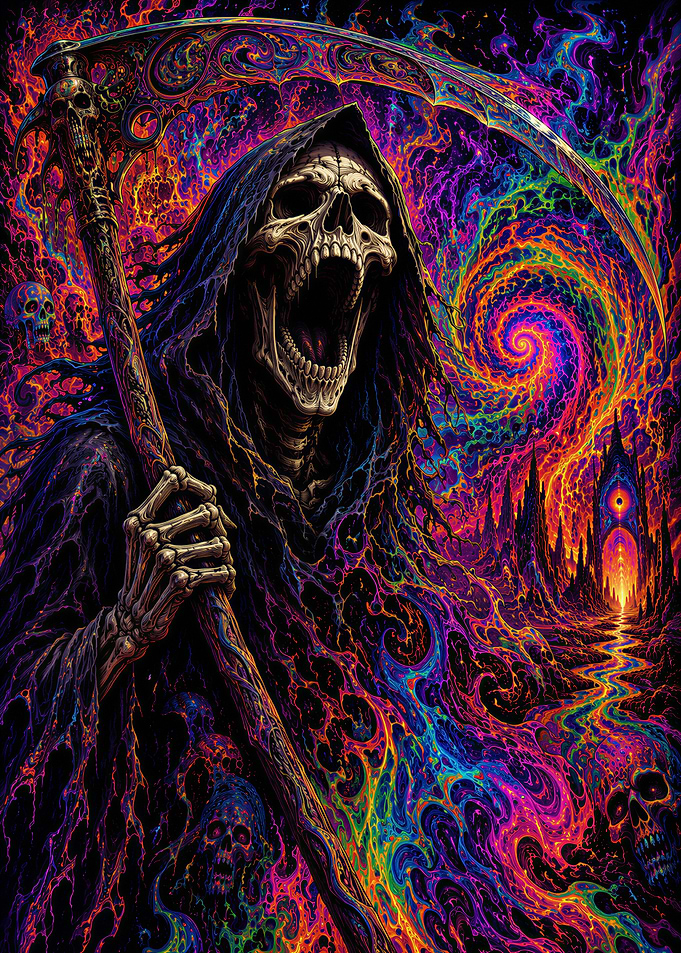 Abstract Psychedelic Grim Reaper