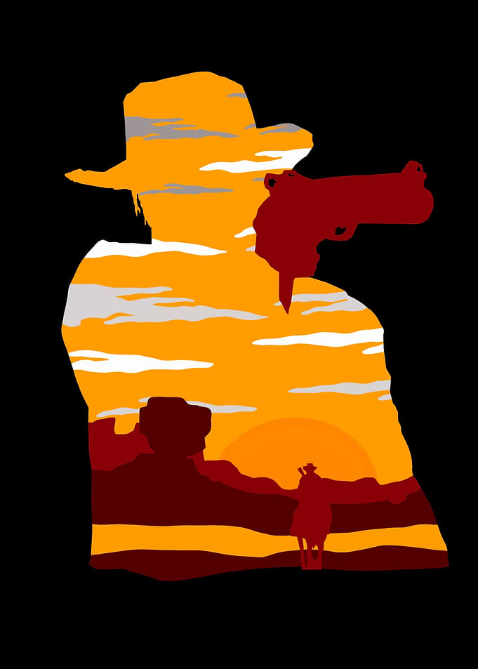 Western Sunset Silhouette