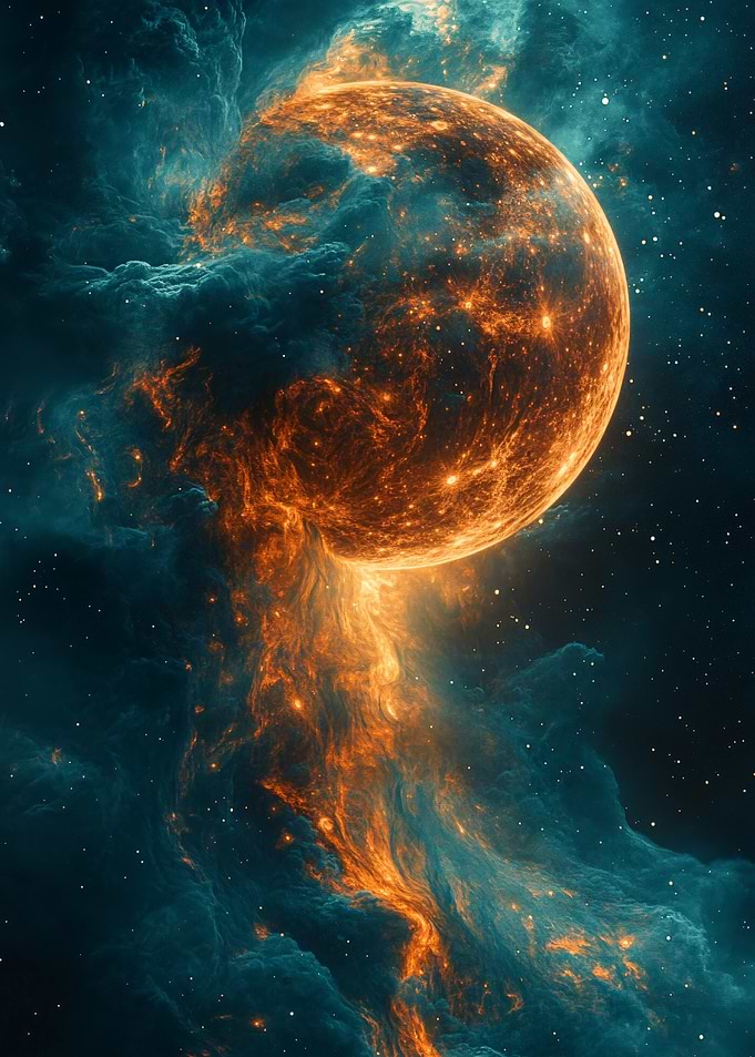 Fiery Planet in Nebula