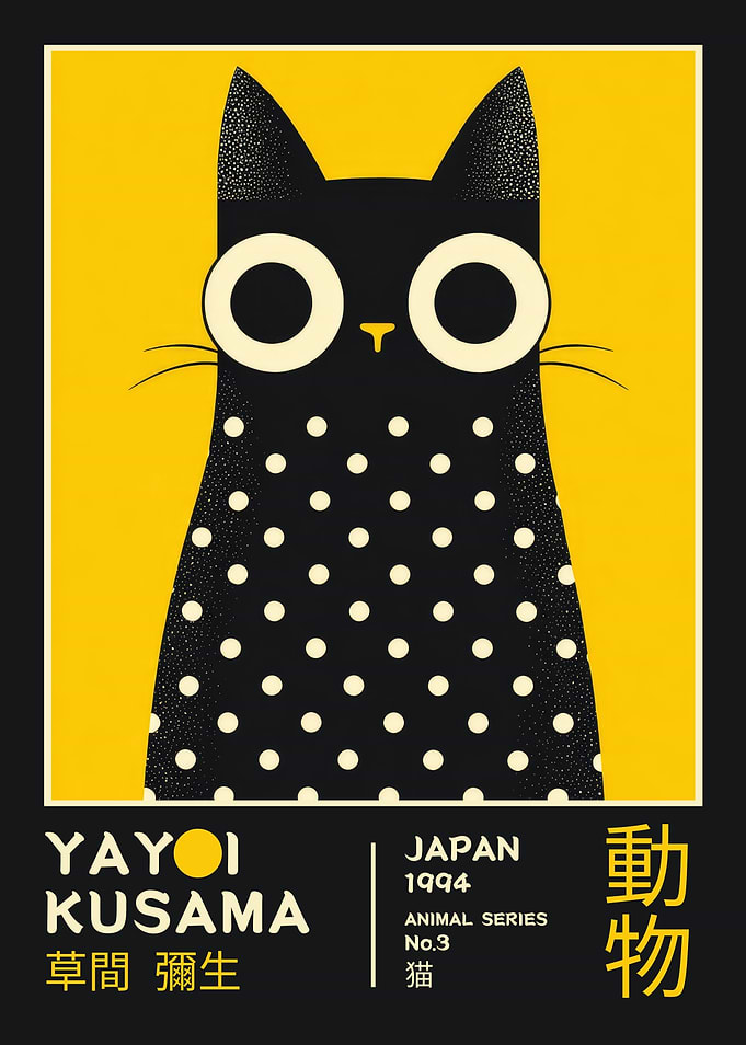 Yayoi Kusama Black Cat Exhibition Poster