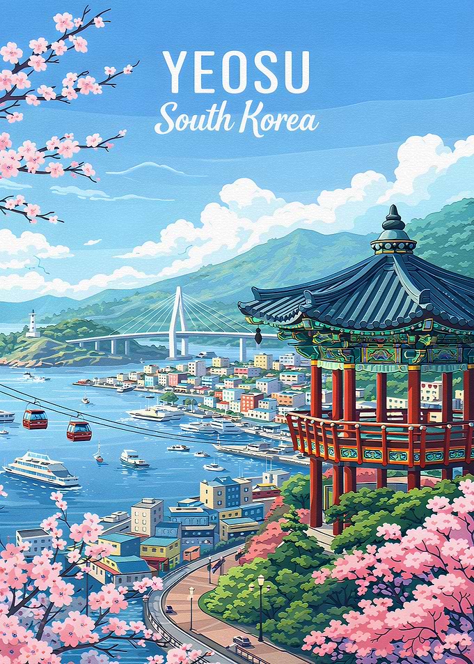 Yeosu South Korea Travel Poster