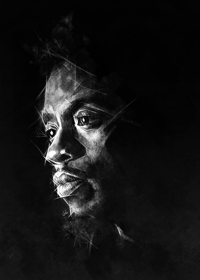 Monochromatic Portrait of Chadwick Boseman
