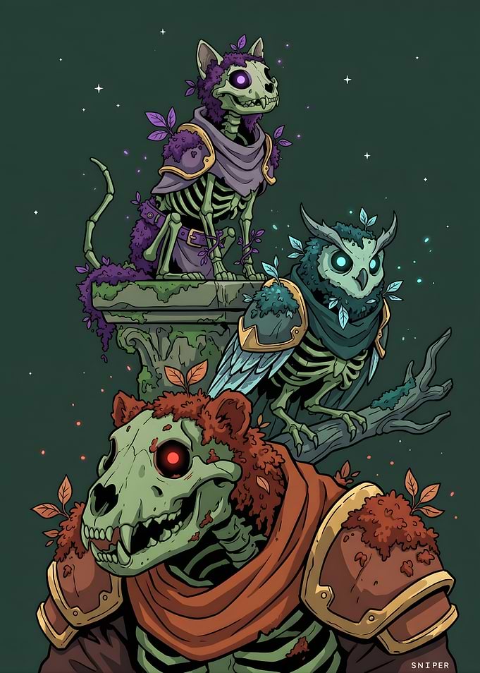 Skeleton Animals with Nature Elements
